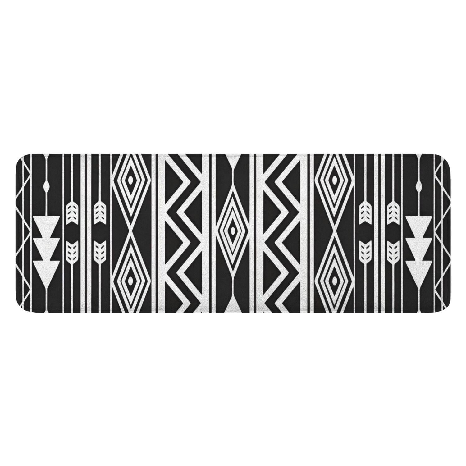 Black and White Geometric Boho Pattern Kitchen Rug Mat,Kitchen Runner ...