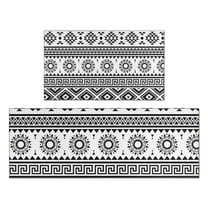 Black and White Geometric Boho Pattern Kitchen Rugs Sets Of 2,Anti Fatigue Kitchen Mat Rugs Non Slip Washable,Decorative Kitchen Floor Mats for Kitchen,Sink,Laundry,17"x30" 17"x47"