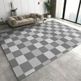 thumbnail image 1 of Black and White Geometric Checkerboard Area Rug 4x6ft Abstract Gray Checkered Pattern Indoor Rugs, with Anti-Slip Backing Washable Carpet for Living Room Bedroom Study Dining Room, 1 of 7