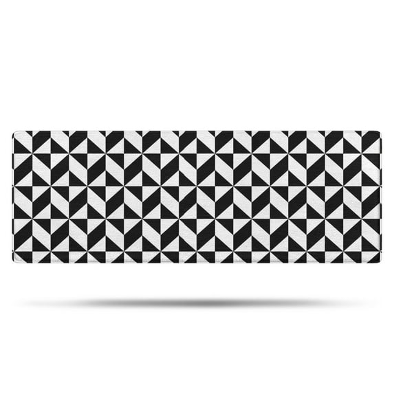Black White Geometric Checkered Pattern Bathroom Rugs Mat,Non Slip Microfiber Bathroom Rug,Rubber Backing,Soft Bathroom Mats for Bathroom Floor,Tub and Shower,47x17in(120x43cm)