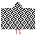 thumbnail image 1 of Black White Geometric Checkered Pattern Hooded Bath Towel，50"x30" for Ages 3 To 12 Kids, Quick Dry Lightweight Soft Microfiber Hood Beach Towel Cover Up for Kids, 1 of 7