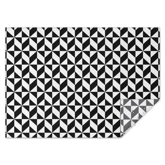 Black White Geometric Checkered Pattern Rectangle Tablecloth 60"x84",Waterproof Polyester Rectangle Table Cloth, Wipeable Spillproof Polyester Tablecloth for Dining, Camping, Indoor and Outdoor