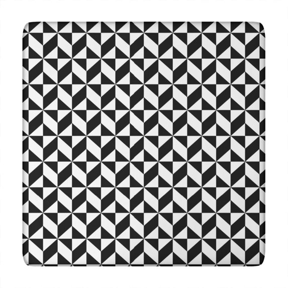 Black White Geometric Checkered Pattern Square Fitted Tablecloth with Elastic Edge,Square Table Cover,Washable Elastic Table Cover for Home Kitchen Party Decor 34"x34"