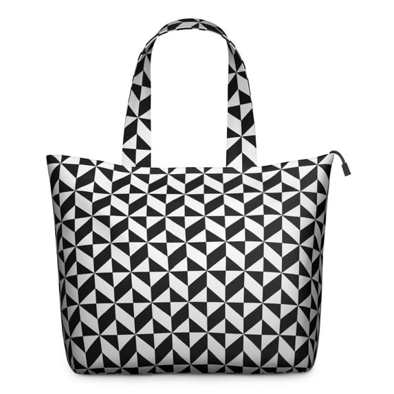 Black White Geometric Checkered Pattern Travel Tote Bags for Women Carry On,Large Weekender Bags for Women Travel,Multi Functional Duffle Bag for Work,Shopping,Sports
