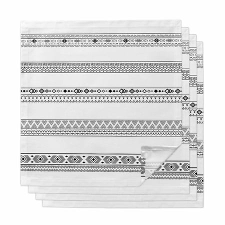 Black White Geometric Cloth Napkins, Modern Buffalo Plaid Abstract Art Washable and Reusable Dinner Napkins Set of 4, Table Napkin for Kitchen Party Birthday Wedding Hotel Housewarming 20"x20"