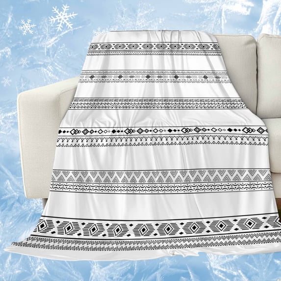Black White Geometric Cooling Blanket,Lightweight Breathable Summer Throw Blanket with Double Sided Cold Effect,Modern Buffalo Plaid Abstract Art Picnic Blankets Bed Sheet for Hot Sleepers 50"x60"