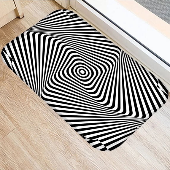 Black White Geometric Doormat Anti-Slip Carpet Door Mat Doormat Outdoor Kitchen Living Room Floor Mat Rug 40*60cm