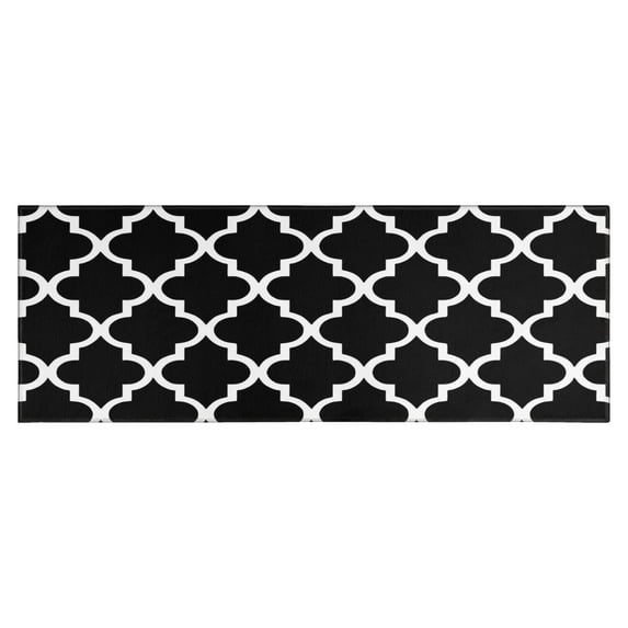 Black and White Geometric Lattice Pattern Kitchen Rug Mat,Kitchen Runner Rugs Non Skid Washable,Decorative Kitchen Floor Mats for Kitchen,Sink,Laundry,17"X47"