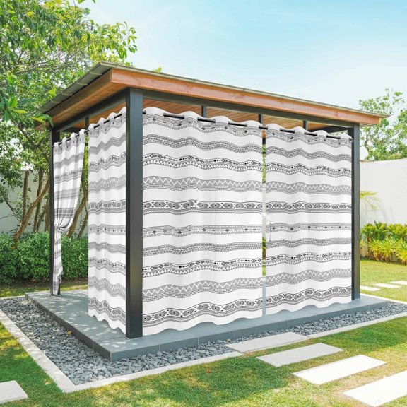 Black White Geometric Outdoor Curtains for Patio Waterproof,Windproof Privacy Curtains with Weighted Bottom,Modern Buffalo Plaid Abstract Art Outside Drapes for Picnic Garage Yard 54"x84" 1 Panel