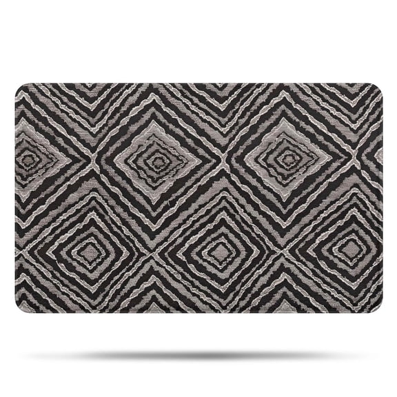 Black and White Geometric Pattern Bathroom Rugs Mat,Non Slip Microfiber Bathroom Rug,Rubber Backing,Soft Bathroom Mats for Bathroom Floor,Tub and Shower,20x32in(50x80cm)