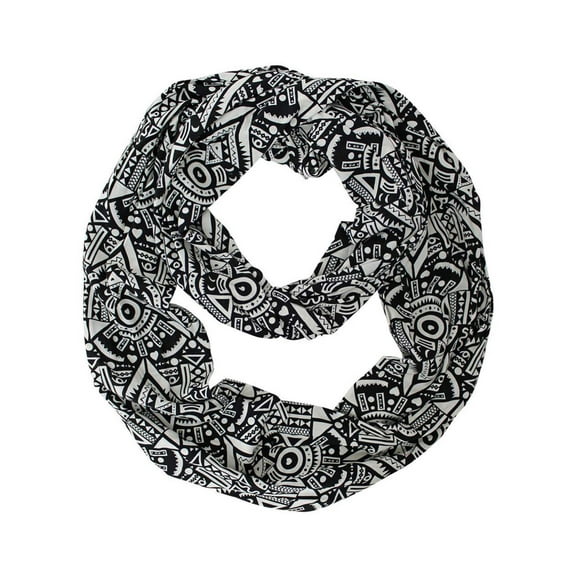 Black & White Geometric Pattern Circle Infinity Scarf