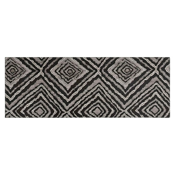 Black and White Geometric Pattern Kitchen Rug Mat,Kitchen Runner Rugs Non Skid Washable,Decorative Kitchen Floor Mats for Kitchen,Sink,Laundry,17"X47"