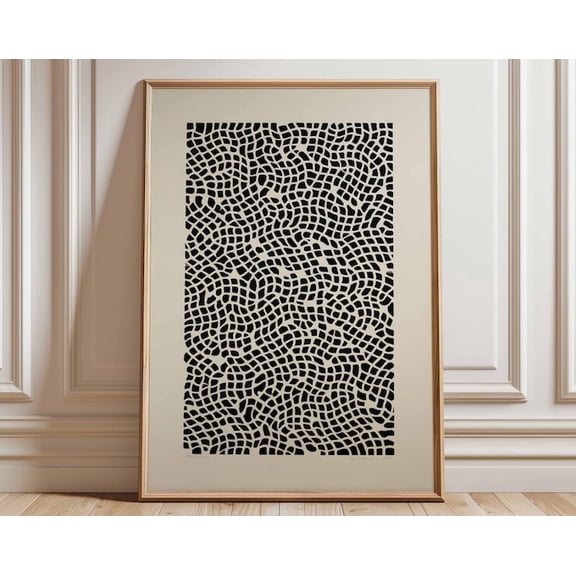Black White Geometric Pattern Wall Art Print