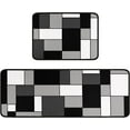 thumbnail image 1 of Black White Geometric Patterns Kitchen Rugs and Mats Set of 2,Modern Decoration Style Kitchen Mat Non-Slip Absorbent Mats for Sink Waterproof Runner Rug for Laundry Room 17x24+17x48 Inch, 1 of 5