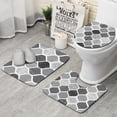 thumbnail image 1 of Black and White Geometric Quatrefoil Pattern Bathroom Rugs Sets 3 Piece,Toilet Cover Set,Absorbent Non Slip Bathroom Mats Sets with U-Shaped Contour Rug Toilet Rug Set, 1 of 5