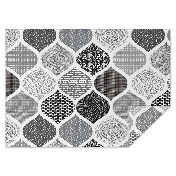 Black and White Geometric Quatrefoil Pattern Rectangle Tablecloth 60"x84",Waterproof Polyester Rectangle Table Cloth, Wipeable Spillproof Polyester Tablecloth for Dining, Camping, Indoor and Outdoor