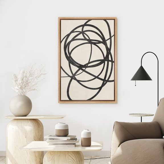 Black White Geometric Ring Pattern Wall Art Decor Unframed Paper Print