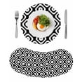 thumbnail image 1 of Black White Geometric Round 13 Inch Placemats Set of 8, Modern Abstract Art HeatResistant Non Slip Place Mats for Dining Table, Wipeable Braided Kitchen Table Mats for Housewarming, 1 of 9