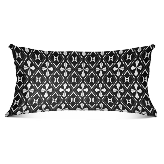 Black White Geometric Shapes Plush Pillow Cases Body Size Ultra Soft Warm Pillowcases with Zipper 20"x54"