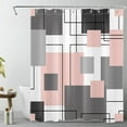 thumbnail image 1 of Black and White Geometric Shower Curtain Decor, Abstract Mid Century Grey and Pink Shower Curtains for Bathroom 84X72 inch Polyester Fabric Bathroom Decoration Bath Curtains Hooks Included, 1 of 6