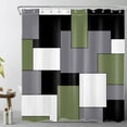 thumbnail image 1 of Black and White Geometric Shower Curtain Decor, Abstract Mid Century Modern Grey and Green Shower Curtains for Bathroom Polyester Fabric Bathroom Decoration Bath Curtains with 12 Hooks,72X78 inch, 1 of 6