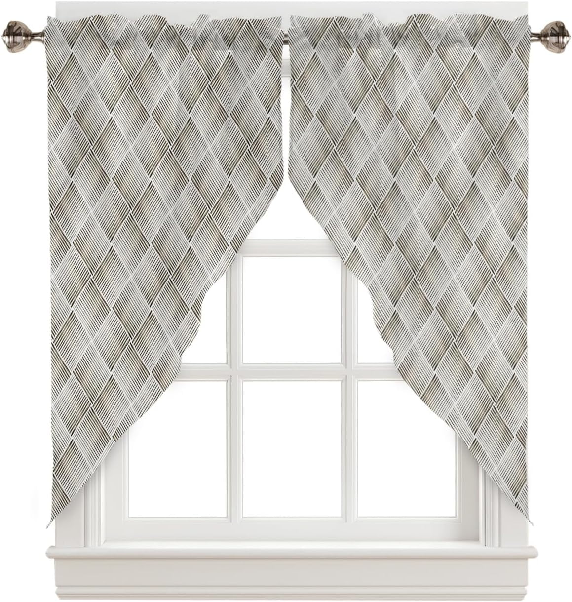 Black White Geometric Swag Valances for Windows 2 Pack Kitchen Window