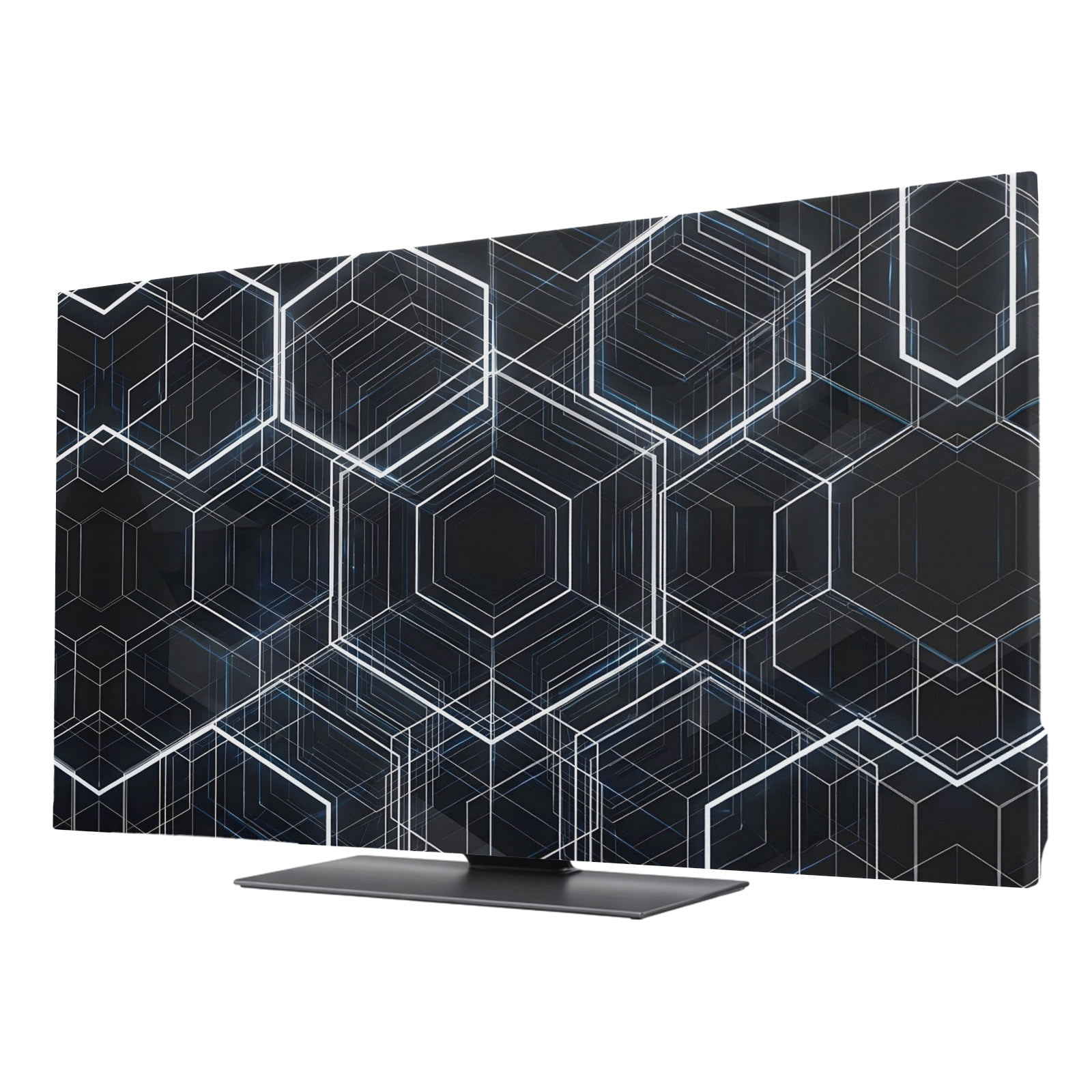 32 Inch Computer Cover Black White Geometric TV Cover for 32 Inch Screen,Stretch Fabric ...