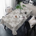 thumbnail image 1 of Black White Geometric Table Cloth Waterproof Tablecloths, Modern Striped Abstract Art Tablecloth Dining Table Cover for Kitchen Party Tabletop Outdoor, Rectangle Tablecloth 54x108 Inch, 1 of 9