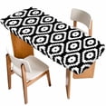 thumbnail image 1 of Black White Geometric Table Cloths for 8 Foot Rectangle Tables, Modern Abstract Art Patio Waterproof Elastic Fitted Tablecloths, Washable Rectangular Table Cover for Camping, 1 of 8