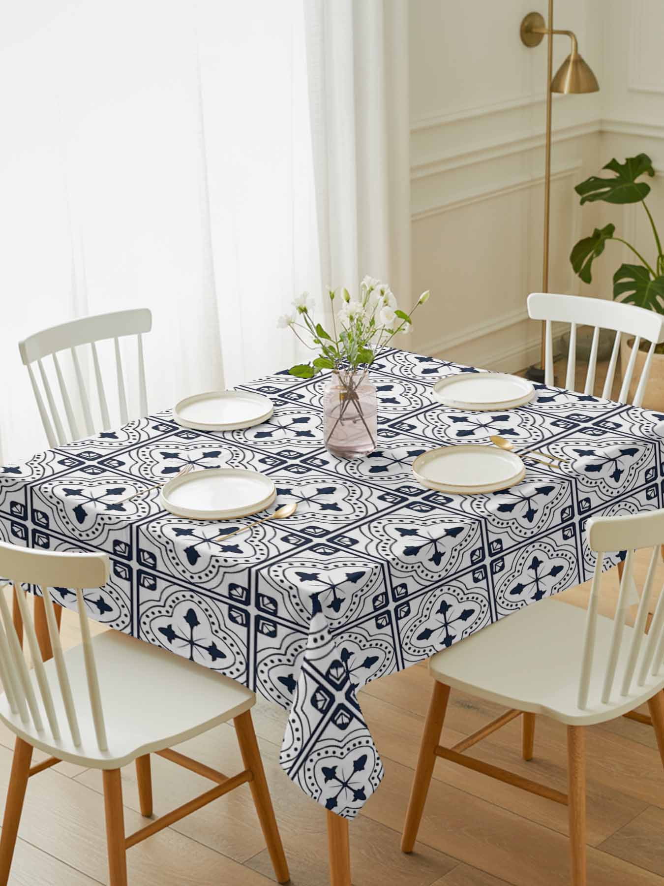 Black White Geometric Tablecloth Rectangle Table Cloth 60x102 ...