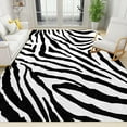 thumbnail image 1 of Black and White Geometric Zebra Stripes Area Rug, Abstract Water Ripple Line Art Decorative Rugs, with Anti-Slip Easy Clean Carpet for Living Room Bedroom Kitchen Dining Room Home Office 5x8ft, 1 of 7