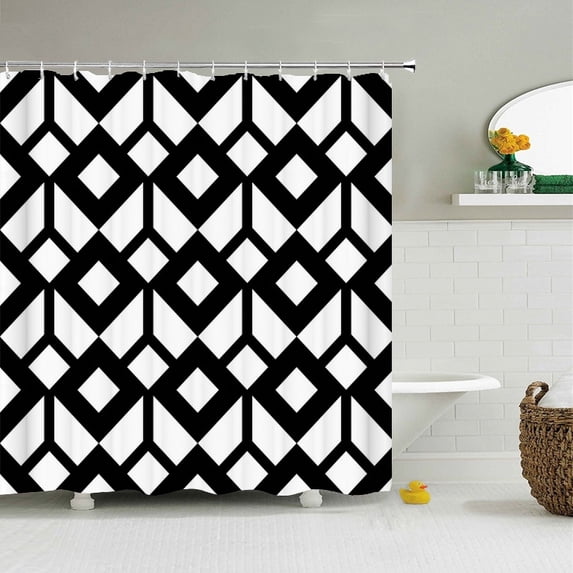 Black White Geometry Shower Curtains Waterproof Bathroom Curtain 3d Polyester Mo