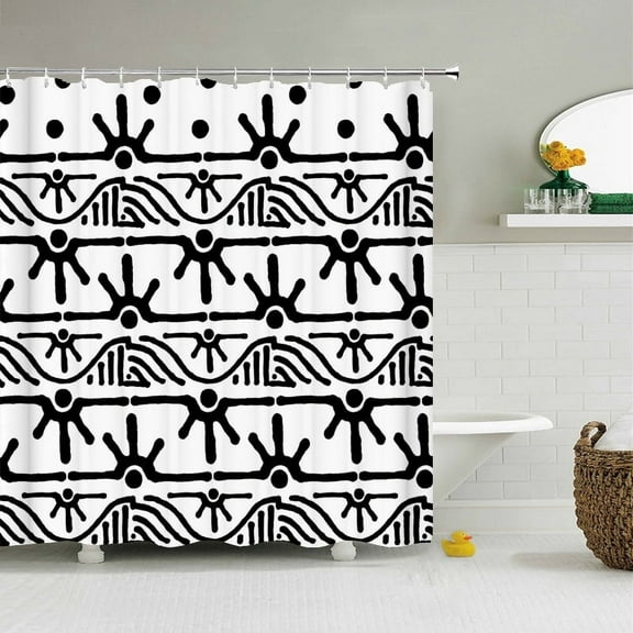 Black White Geometry Shower Curtains Waterproof Bathroom Curtain 3d Polyester Mo