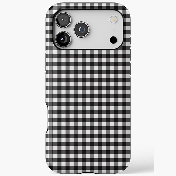 Black White Gingham Check Pattern Tartan Tile Phone Case 11 to 17 Pro Max