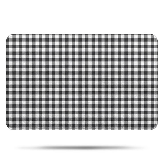 Black White Gingham Checkered Pattern Bathroom Rugs Mat,Non Slip Microfiber Bathroom Rug,Rubber Backing,Soft Bathroom Mats for Bathroom Floor,Tub and Shower,17x27in(43x68cm)