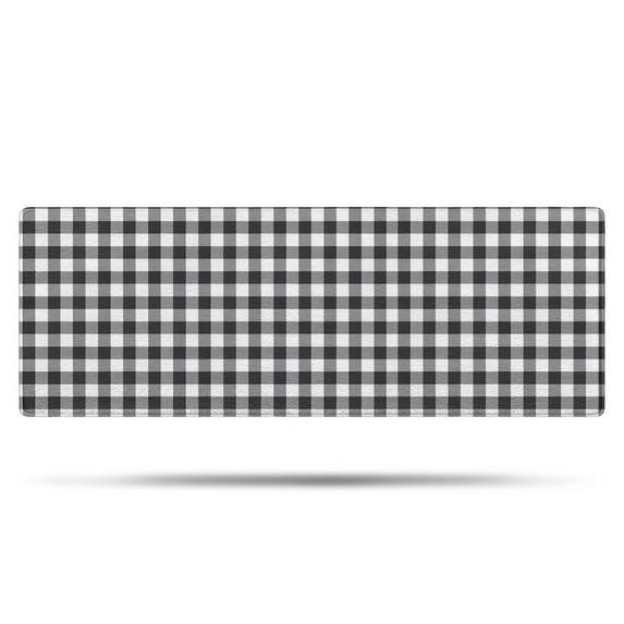 Black White Gingham Checkered Pattern Bathroom Rugs Mat,Non Slip Microfiber Bathroom Rug,Rubber Backing,Soft Bathroom Mats for Bathroom Floor,Tub and Shower,47x17in(120x43cm)