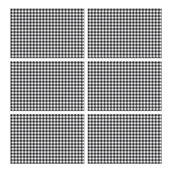 Black White Gingham Checkered Pattern Summer Placemats Table Placemats Set Of 6-Linen Kitchen Washable Placemats Table Mats 11.8"x17.7" Non-Slip Heat Resistant