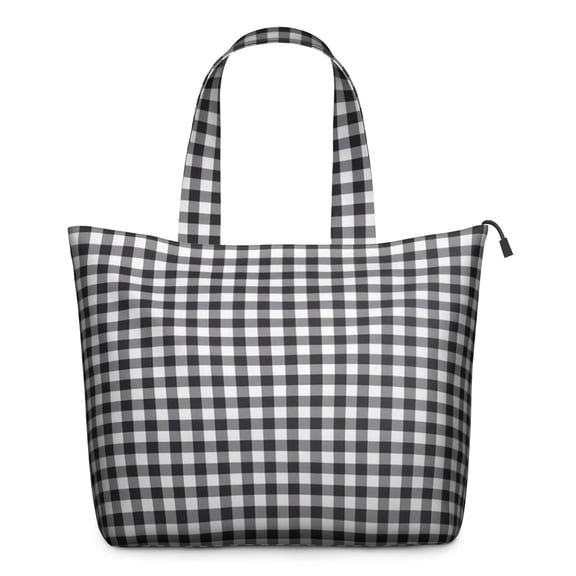 Black White Gingham Checkered Pattern Travel Tote Bags for Women Carry On,Large Weekender Bags for Women Travel,Multi Functional Duffle Bag for Work,Shopping,Sports
