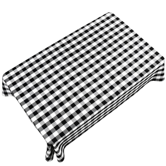 Black White Gingham Checkered Tablecloth, Waterproof Wipeable Rectangle Table Cover for Picnic, Resistant Dining Decor for Indoor Outdoor Parties and Everyday Use