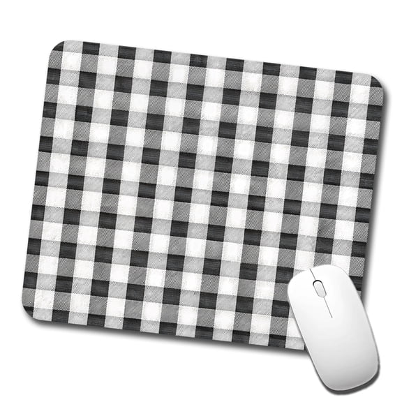 Black White Gingham Watercolor Mouse Pad Low Profile Gaming Mat