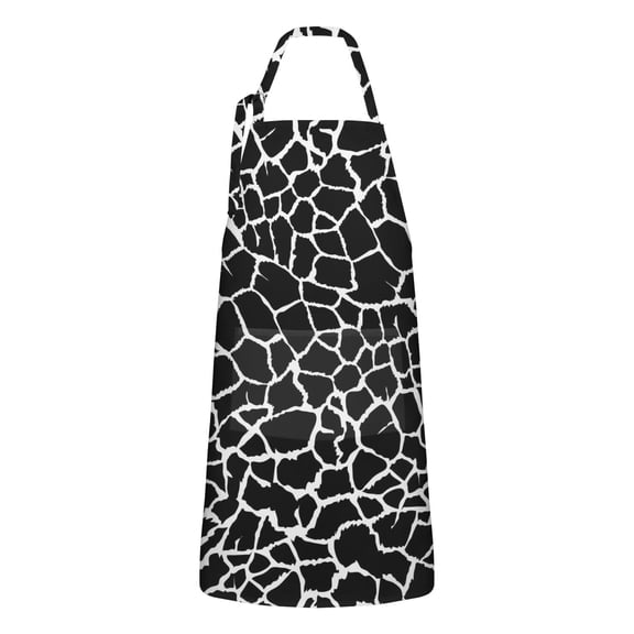 Black and White Giraffe Pattern Apron-Garden Aprons for Women with Pockets-Cotton Linen Waterproof Kitchen Cooking Gardening Aprons Adjustable for Kitchen,Cooking,BBQ and Salon 33x27 Inch