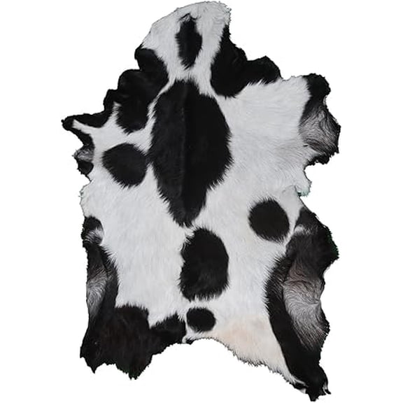Black & White Goat Hide Rug, Luxurious Goat Skin Hair on Leather Hide | Genuine Goat Skin Rug Throw for Elegant and Sophisticated Living Room, Bedroom, or Office Décor