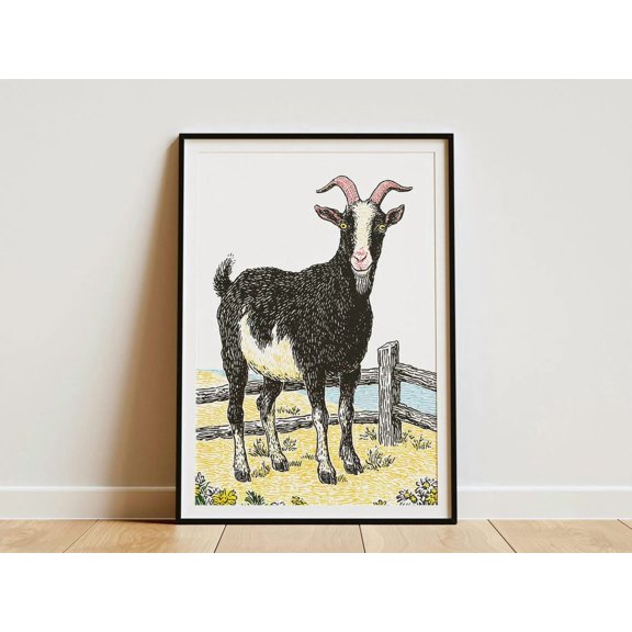 Black White Goat Rural Farm Poster Unframed Paper Print