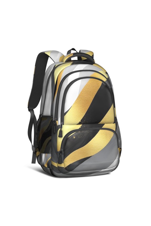 Black White and Gold Marble Backpack for School,Cute School Bag,Schoolbag with Adjustable Shoulder Straps & Padded Back,16.9 Inch