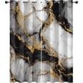 Black White Gold Marble Blackout Curtains, Luxury Abstract Window ...