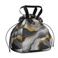 thumbnail image 1 of Black White and Gold Marble Drawstring Lunch Bag Women - Drawstring Lunch Bag Insulated for Work Office - Stain-Resistant Large Lunchbags for Women with Multi-Pockets, 1 of 6