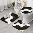 thumbnail image 1 of Black White Gold Marble Pattern Bathroom Rugs Sets 3 Piece,Toilet Cover Set,Absorbent Non Slip Bathroom Mats Sets with U-Shaped Contour Rug Toilet Rug Set, 1 of 5