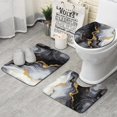 thumbnail image 1 of Black White Gold Marble Pattern Bathroom Rugs Sets 3 Piece,Toilet Cover Set,Absorbent Non Slip Bathroom Mats Sets with U-Shaped Contour Rug Toilet Rug Set, 1 of 5