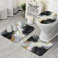 thumbnail image 1 of Black White Gold Marble Pattern Bathroom Rugs Sets 3 Piece,Toilet Cover Set,Absorbent Non Slip Bathroom Mats Sets with U-Shaped Contour Rug Toilet Rug Set, 1 of 5