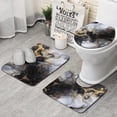 thumbnail image 1 of Black White Gold Marble Pattern Bathroom Rugs Sets 3 Piece,Toilet Cover Set,Absorbent Non Slip Bathroom Mats Sets with U-Shaped Contour Rug Toilet Rug Set, 1 of 5